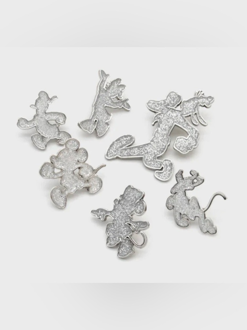 Silver Glitter Disney 100 6pc Character Pin Set